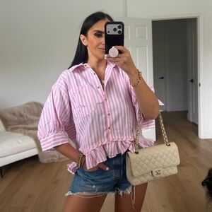 Pink button up shirt size medium